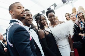 LOS ANGELES, CALIFORNIA - JANUARY 27:  (EDITORS NOTE: Image has been edited using a digital filter)  (L-R) Michael B. Jordan, Isaach de Bankolé, Lupita Nyong'o, and Danai Gurira arrive at the 25th annual Screen Actors Guild Awards at The Shrine Auditorium on January 27, 2019 in Los Angeles, California. (Photo by Emma McIntyre/Getty Images for Turner)