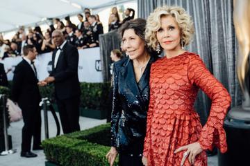 LOS ANGELES, CALIFORNIA - JANUARY 27:  (EDITORS NOTE: Image has been edited using a digital filter) Lily Tomlin (L) and Jane Fonda arrive at the 25th annual Screen Actors Guild Awards at The Shrine Auditorium on January 27, 2019 in Los Angeles, California. (Photo by Emma McIntyre/Getty Images for Turner)