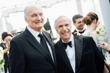 LOS ANGELES, CALIFORNIA - JANUARY 27:  (EDITORS NOTE: Image has been edited using a digital filter) Alan Alda (L) and Henry Winkler arrive at the 25th annual Screen Actors Guild Awards at The Shrine Auditorium on January 27, 2019 in Los Angeles, California. (Photo by Emma McIntyre/Getty Images for Turner)
