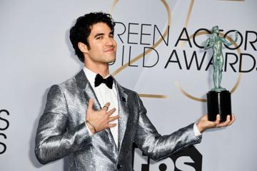 LOS ANGELES, CA - JANUARY 27:  Darren Criss, winner of Outstanding Performance by a Male Actor in a Miniseries or Television Movie for 'The Assassination of Gianni Versace,' poses in the press room during the 25th Annual Screen Actors Guild Awards at The Shrine Auditorium on January 27, 2019 in Los Angeles, California.  (Photo by Frazer Harrison/Getty Images)