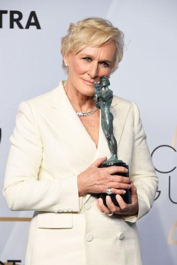 LOS ANGELES, CA - JANUARY 27:  Glenn Close, winner of Outstanding Performance by a Female Actor in a Leading Role for 'The Wife,' poses in the press room during the 25th Annual Screen Actors Guild Awards at The Shrine Auditorium on January 27, 2019 in Los Angeles, California.  (Photo by Frazer Harrison/Getty Images)