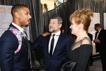 LOS ANGELES, CA - JANUARY 27:  (L-R) Michael B. Jordan, Andy Serkis, and Lorraine Ashbourne attend the 25th Annual Screen Actors Guild Awards at The Shrine Auditorium on January 27, 2019 in Los Angeles, California.  (Photo by Kevork Djansezian/Getty Images)