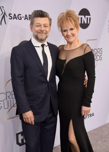 LOS ANGELES, CA - JANUARY 27:  Andy Serkis (L) and Lorraine Ashbourne attend the 25th Annual Screen Actors Guild Awards at The Shrine Auditorium on January 27, 2019 in Los Angeles, California.  (Photo by Presley Ann/Getty Images)