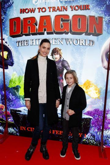 Repro Free: 27/01/2019 Alison Canavan and her son James pictured at the Irish premiere screening of HOW TO TRAIN YOUR DRAGON: THE HIDDEN WORLD at the Light House Cinema, Dublin. Starring Kit Harrington, Cate Blanchett, America Ferrera, Jonah Hill, Kristen Wiig and Jay Baruchel, HOW TO TRAIN YOUR DRAGON : THE HIDDEN WORLD hits cinemas across Ireland from February 1st. Now chief and ruler of Berk alongside Astrid, Hiccup has created a gloriously chaotic dragon utopia.  When the sudden appearance of female Light Fury coincides with the darkest threat their village has ever faced, Hiccup and Toothless must leave the only home they’ve known and journey to a hidden world thought only to exist in myth.  As their true destines are revealed, dragon and rider will fight together—to the very ends of the Earth—to protect everything they’ve grown to treasure. Picture Andres Poveda