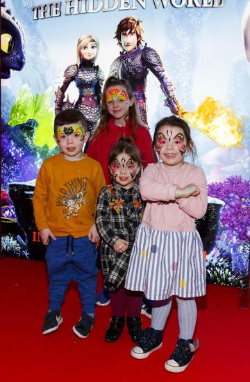 Repro Free: 27/01/2019 Franky (2), Kenzy (2) Katy (3) and Kayla Kearney (8) pictured at the Irish premiere screening of HOW TO TRAIN YOUR DRAGON: THE HIDDEN WORLD at the Light House Cinema, Dublin. Starring Kit Harrington, Cate Blanchett, America Ferrera, Jonah Hill, Kristen Wiig and Jay Baruchel, HOW TO TRAIN YOUR DRAGON : THE HIDDEN WORLD hits cinemas across Ireland from February 1st. Now chief and ruler of Berk alongside Astrid, Hiccup has created a gloriously chaotic dragon utopia.  When the sudden appearance of female Light Fury coincides with the darkest threat their village has ever faced, Hiccup and Toothless must leave the only home they’ve known and journey to a hidden world thought only to exist in myth.  As their true destines are revealed, dragon and rider will fight together—to the very ends of the Earth—to protect everything they’ve grown to treasure. Picture Andres Poveda