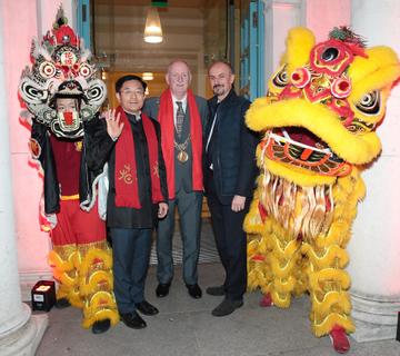 H.E. Dr. Yue Xiaoyong, Chinese Ambassador to Ireland , Lord Mayor of Dublin Nial Ring  and René Frion -Kildare Village  pictured at the official opening event of Dublin Chinese New Year Festival 2019 at The Hugh Lane Gallery sponsored by Kildare Village. Dublin Chinese New Year Festival runs until 17th February for more see www.dublinchinesenewyear.com

 DCNYF celebrates the Year of the Pig this year, completing a full cycle of the zodiac for the festival, which has grown to become one of the biggest celebrations of Chinese New Year in Europe. A Dublin City Council initiative, the festival aims to develop and showcase the best of Sino-Hibernian culture in Ireland and is jam-packed with many ticketed and free events for everyone to enjoy.

Picture Brian McEvoy
