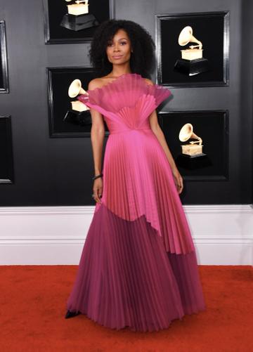 TV presenter Zuri Hall arrives for the 61st Annual Grammy Awards on February 10, 2019, in Los Angeles. (Photo by VALERIE MACON / AFP)        (Photo credit should read VALERIE MACON/AFP/Getty Images)