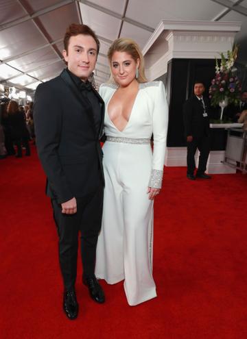 LOS ANGELES, CA - FEBRUARY 10:  Daryl Sabara (L) and  Meghan Trainor attend the 61st Annual GRAMMY Awards at Staples Center on February 10, 2019 in Los Angeles, California.  (Photo by Rich Fury/Getty Images for The Recording Academy)