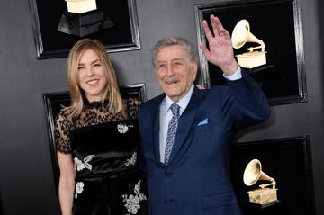 Singers Diana Krall and Tony Bennett arrive for the 61st Annual Grammy Awards on February 10, 2019, in Los Angeles. (Photo by VALERIE MACON / AFP)        (Photo credit should read VALERIE MACON/AFP/Getty Images)