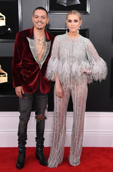 LOS ANGELES, CALIFORNIA - FEBRUARY 10: Evan Ross and Ashlee Simpson attend the 61st Annual GRAMMY Awards at Staples Center on February 10, 2019 in Los Angeles, California. (Photo by Jon Kopaloff/Getty Images)