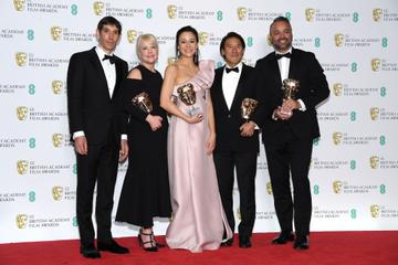 LONDON, ENGLAND - FEBRUARY 10:  Winners of the Documentary award, Alex Honnold, Shannon Dill, Elizabeth Chai Vasarhelyi, Jimmy Chin and Evan Hayes pose in the press room during the EE British Academy Film Awards at Royal Albert Hall on February 10, 2019 in London, England. (Photo by Pascal Le Segretain/Getty Images)