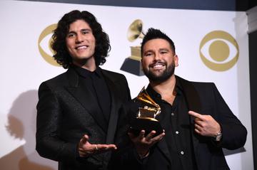 LOS ANGELES, CALIFORNIA - FEBRUARY 10: Dan Smyers (L) and Shay Mooney of Dan + Shay, winners of Best Country Duo/Group Performance for 'Tequila,' pose in the press room during the 61st Annual GRAMMY Awards at Staples Center on February 10, 2019 in Los Angeles, California. (Photo by Amanda Edwards/Getty Images)