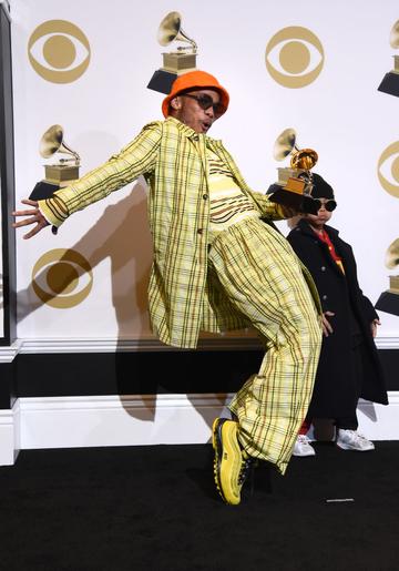 LOS ANGELES, CALIFORNIA - FEBRUARY 10: Anderson .Paak, winner of Best Rap Performance 'Bubblin',' poses in the press room with Soul Rasheed during the 61st Annual GRAMMY Awards at Staples Center on February 10, 2019 in Los Angeles, California. (Photo by Amanda Edwards/Getty Images)