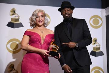 LOS ANGELES, CALIFORNIA - FEBRUARY 10: Joelle James (L) and Larrance Dopson pose with award for Best R&amp;B Song in the press room during the 61st Annual GRAMMY Awards at Staples Center on February 10, 2019 in Los Angeles, California. (Photo by Amanda Edwards/Getty Images)