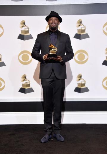 LOS ANGELES, CA - FEBRUARY 10:  Larrance Dopson poses with award for Best R&amp;B Song in the press room during the 61st Annual GRAMMY Awards at Staples Center on February 10, 2019 in Los Angeles, California.  (Photo by Alberto E. Rodriguez/Getty Images for The Recording Academy)