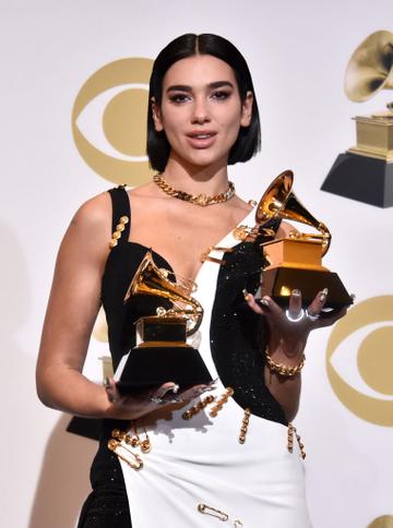 LOS ANGELES, CA - FEBRUARY 10:  Dua Lipa poses in the press room during the 61st Annual GRAMMY Awards at Staples Center on February 10, 2019 in Los Angeles, California.  (Photo by Alberto E. Rodriguez/Getty Images for The Recording Academy)