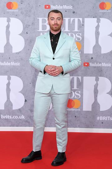 Sam Smith on the red carpet of The BRIT Awards 2019 held at The O2 Arena on February 20, 2019 in London. (Photo by: WireImage)