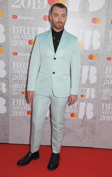 Sam Smith arrives at The BRIT Awards 2019 held at The O2 Arena on February 20, 2019 in London. (Photo by: Getty Images)