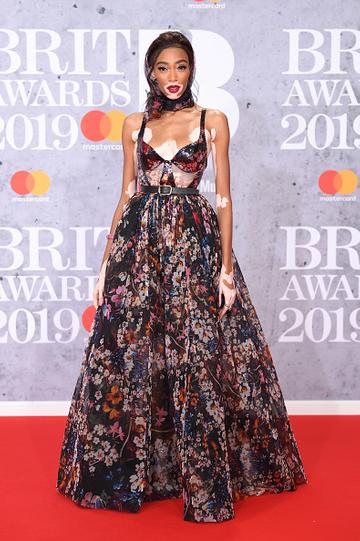 Winnie Harlow on the red carpet of The BRIT Awards 2019 held at The O2 Arena on February 20, 2019 in London. (Photo by: WireImage)