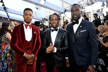 (L-R) Stephan James, Shameik Moore and Shamier Anderson attend the 91st Annual Academy Awards on February 24, 2019 in Hollywood, California. (Photo by Kevork Djansezian/Getty Images)