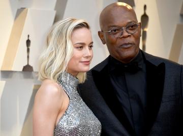 (L-R) Brie Larson and Samuel L. Jackson attend the 91st Annual Academy Awards on February 24, 2019 in Hollywood, California. (Photo by Frazer Harrison/Getty Images)
