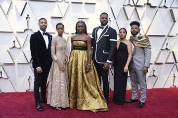 Michael B. Jordan and Black Panther cast attends the 91st Annual Academy Awards on February 24, 2019 in Hollywood, California. (Photo by Frazer Harrison/Getty Images)