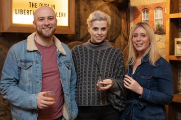 Eoin O’Neill, Celina Murphy & Dee Laffan pictured at the preview of The Dublin Liberties Distillery, the much anticipated new craft distillery in the heart of the Liberties. Photo: Anthony Woods.