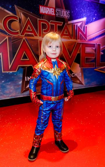 Lana O'Brien (4) pictured at a special preview screening of CAPTAIN MARVEL in Cineworld Dublin. Picture by: Andres Poveda