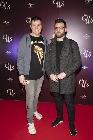Conor Behan & David Mullane pictured at an exclusive first look of Jordan Peele’s Us at The Stella Theatre, Ranelagh. Photo: Anthony Woods.
