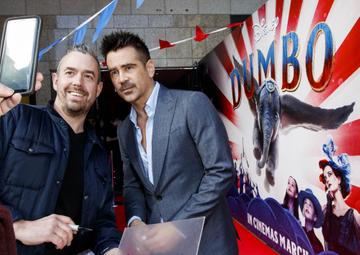 24/03/2019 Colin Farrell poses for pics with fans on the red carpet at the Irish Premiere screening of Disney's DUMBO in the Light House Cinema Dublin. Picture: Andres Poveda