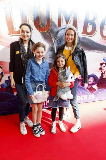 24/03/2019 Lucy O'Driscoll-Edge, Juliet O'Driscoll-Brereton with Fia and Cara Herriet pictured at the Irish Premiere screening of Disney's DUMBO in the Light House Cinema Dublin. Picture: Andres Poveda