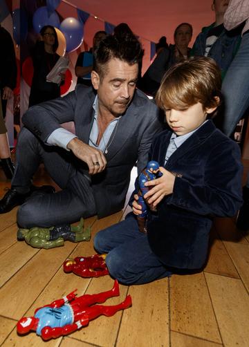 24/03/2019 Colin Farrell takes a few minutes to play with with Casper Quick (6) at the Irish Premiere screening of Disney's DUMBO in the Light House Cinema Dublin. Picture: Andres Poveda