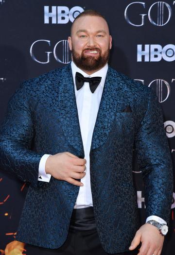 Icelandic actor Hafthor Bjornsson arrives for the "Game of Thrones" eighth and final season premiere at Radio City Music Hall on April 3, 2019 in New York city. (Photo by Angela Weiss / AFP)        (Photo credit should read ANGELA WEISS/AFP/Getty Images)