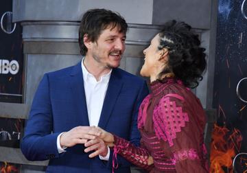 Chilean actor Pedro Pascal and British actress Indira Varma arrive for the "Game of Thrones" eighth and final season premiere at Radio City Music Hall on April 3, 2019 in New York city. (Photo by Angela Weiss / AFP)        (Photo credit should read ANGELA WEISS/AFP/Getty Images)