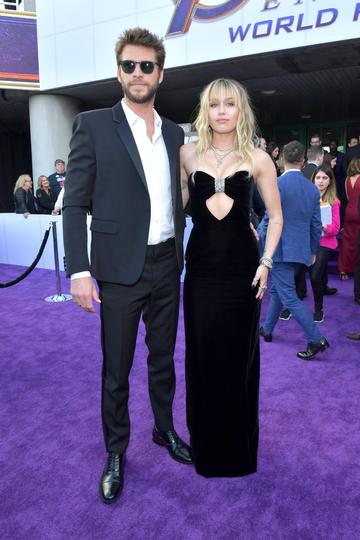 Liam Hemsworth and Miley Cyrus attend the world premiere of Walt Disney Studios Motion Pictures "Avengers: Endgame" at the Los Angeles Convention Center on April 22, 2019 in Los Angeles, California. (Photo by Amy Sussman/Getty Images)