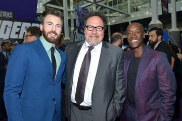 (L-R) Chris Evans, Jon Favreau and Don Cheadle attend the world premiere of Walt Disney Studios Motion Pictures "Avengers: Endgame" at the Los Angeles Convention Center on April 22, 2019 in Los Angeles, California.  (Photo by Amy Sussman/Getty Images)