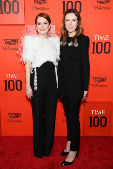 Julianne Moore (L) and Clare Waight Keller attend the TIME 100 Gala 2019 Lobby Arrivals at Jazz at Lincoln Center on April 23, 2019 in New York City. (Photo by Dimitrios Kambouris/Getty Images for TIME)