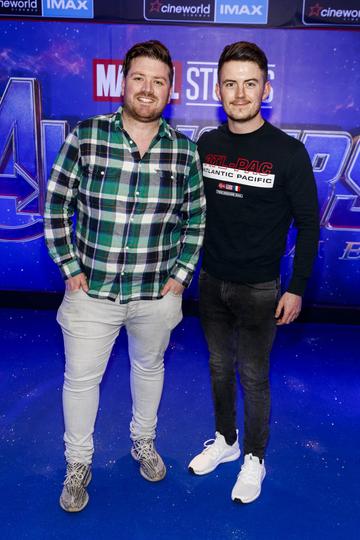 Thomas Crosse and Conor Corcoran pictured at the special preview screening of Marvel Studios' Avengers: Endgame at Cineworld Dublin. Picture by: Andres Poveda