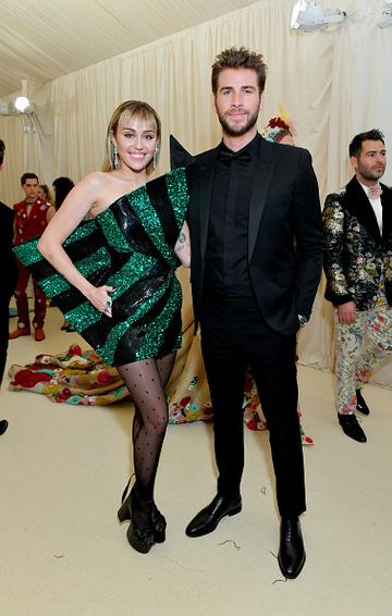 Miley Cyrus and Liam Hemsworth attend The 2019 Met Gala Celebrating Camp: Notes on Fashion at Metropolitan Museum of Art on May 06, 2019 in New York City. (Photo by Mike Coppola/MG19/Getty Images for The Met Museum/Vogue )