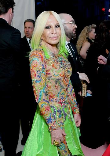 Donatella Versace attends The 2019 Met Gala Celebrating Camp: Notes on Fashion at Metropolitan Museum of Art on May 06, 2019 in New York City. (Photo by Mike Coppola/MG19/Getty Images for The Met Museum/Vogue )