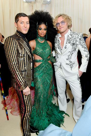 Evangelo Bousis, Ciara, and Peter Dundas attend The 2019 Met Gala Celebrating Camp: Notes on Fashion at Metropolitan Museum of Art on May 06, 2019 in New York City. (Photo by Mike Coppola/MG19/Getty Images for The Met Museum/Vogue )