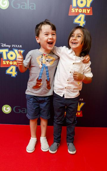 Sunny Kumar (6) and Ben Mulvaney (5) pictured at the special event screening of Disney Pixar’s TOY STORY 4 in the Light House Cinema Dublin. Picture: Andres Poveda
