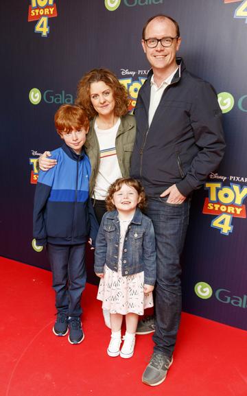 Brian Redmond with son Alex (10), wife Jen, and daughter Anna (4) pictured at the special event screening of Disney Pixar’s TOY STORY 4 in the Light House Cinema Dublin. Picture: Andres Poveda