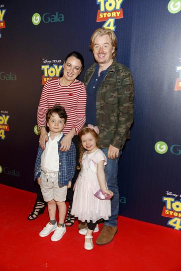 Teriona McCarthy with husband William White and children Max and Mini pictured at the special event screening of Disney Pixar’s TOY STORY 4 in the Light House Cinema Dublin. Picture: Andres Poveda