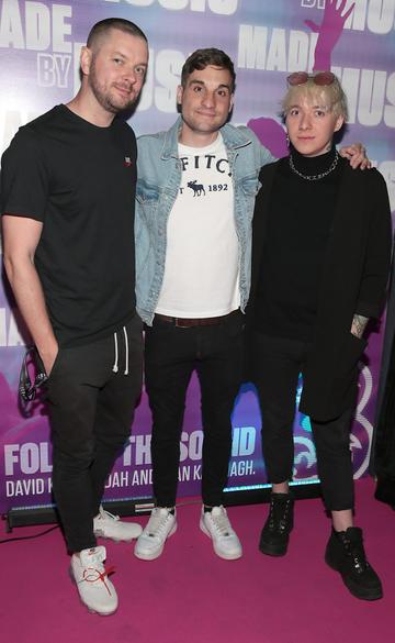 Shane Gillen, Greg O Donoghue and Owen McKenna pictured at the launch of Three's MadeByMusic 2019 at Lost Lane. Three Ireland has unveiled its plans for this year's 'Made by Music' initiative, an innovative move which seeks to demonstrate the human connections that music creates by collaborating with some of Ireland's best artists from the thriving Irish music scene. Picture: Brian McEvoy