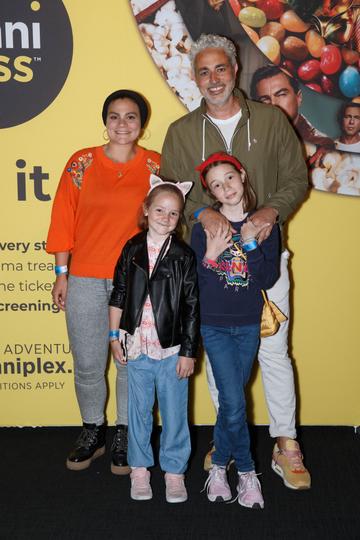 Baz Ashmawy with his sister Mahy and children pictured at the MyOmniPass private screening of Sony’s Spider-Man: Far From Home at Omniplex Rathmines on Tuesday 2nd July. Photograph: Fran Veale
