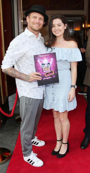 Chris Dylas and Ashling Brody  at the opening night of  Copper Face Jacks The Musical at the Olympia Theatre which  runs until the 10th August.Photo: Leon Farrell/Photocall Ireland.