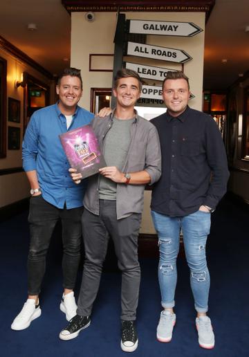 Jonathan Killeen ,Donal Skehan and Sean Kavanagh at the opening night of  Copper Face Jacks The Musical at  the Olympia Theatre which  runs until the 10th August.Photo: Leon Farrell/Photocall Ireland.