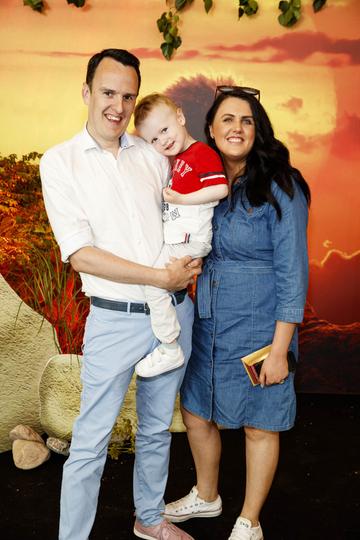Martyn and Evelyn Rosney pictured with Jack (2) at a special family screening of Disney’s THE LION KING at the Odeon Point Village. Picture: Andres Poveda