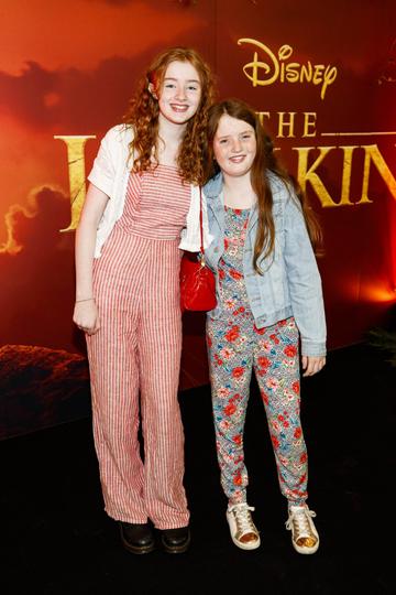 Eve Maher (13) and Amber O'Grady (12) pictured at a special family screening of Disney’s THE LION KING at the Odeon Point Village. Picture: Andres Poveda